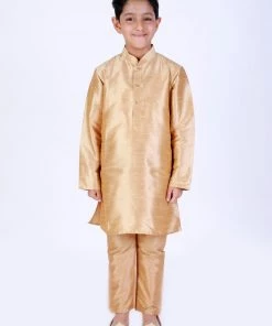 VASTRAMAY Boys Rose Gold-Coloured Solid Relax-Fit Pyjamas