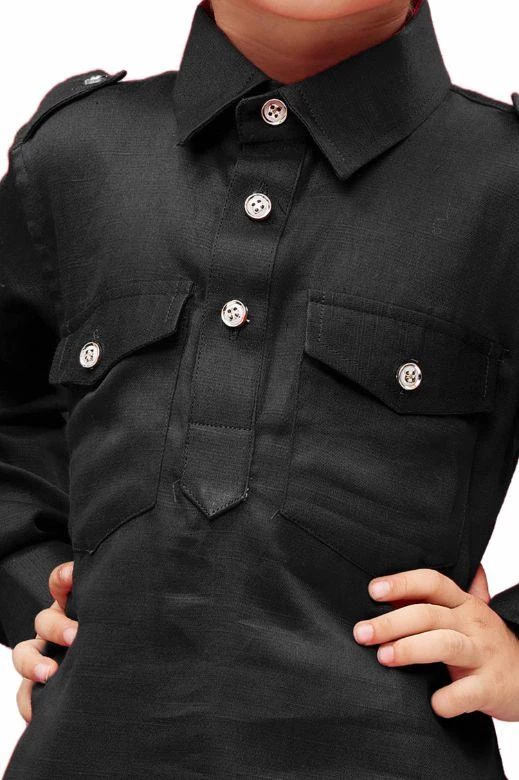 JBN Creation Boys' Black Cotton Pathani Kurta 5 JBN Creation Boys' Black Cotton Pathani Kurta