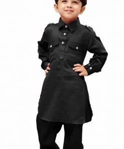 JBN Creation Boys' Black Cotton Pathani Kurta 11 JBN Creation Boys' Black Cotton Pathani Kurta