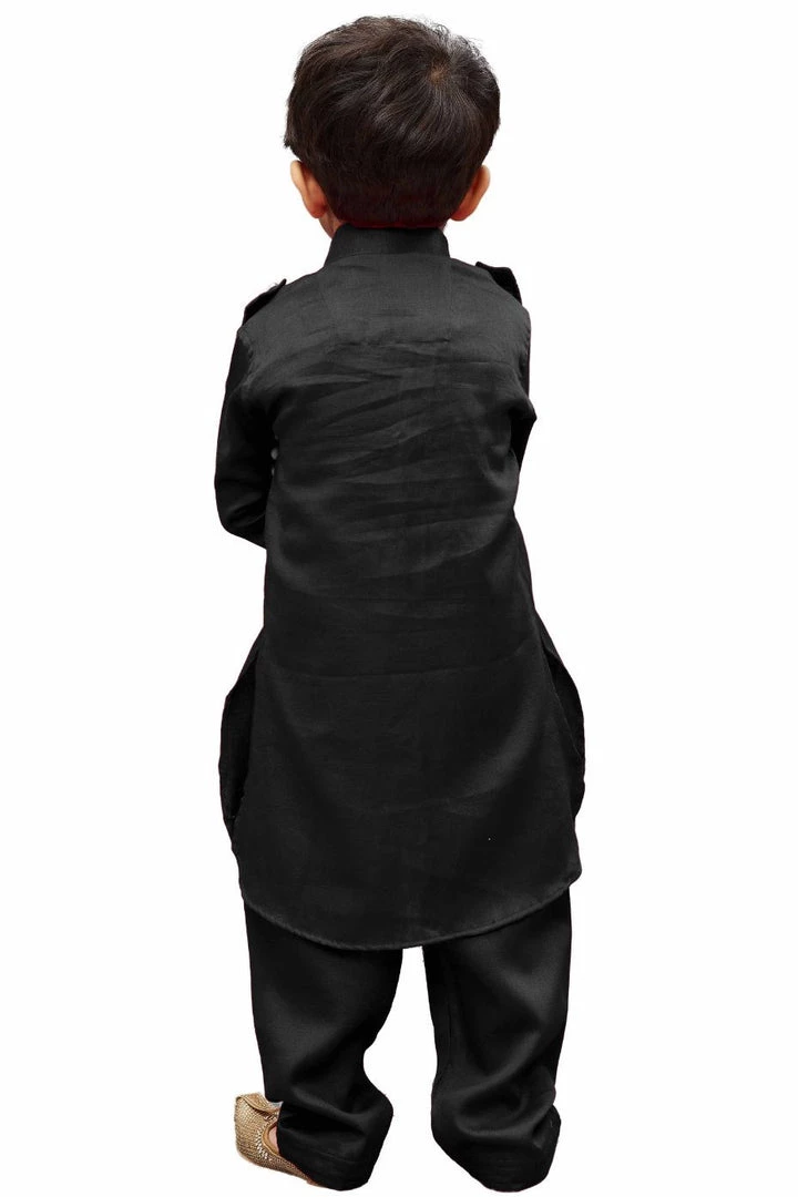 JBN Creation Boys' Black Cotton Pathani Kurta 7 JBN Creation Boys' Black Cotton Pathani Kurta