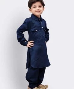 JBN Creation Boys' Blue Cotton Pathani