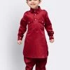 JBN Creation Boys' Maroon Cotton Pathani 2 JBN Creation Boys' Maroon Cotton Pathani