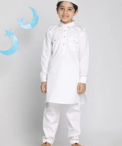 Vastramay Boys' White Pathani Suit Set