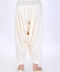VASTRAMAY Boys Cream-Coloured Solid Patiala