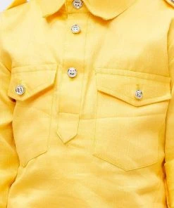 JBN Creation Boys' Yellow Cotton Pathani