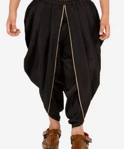 Vastramay Boys' Black Silk Blend Solid Dhoti Pant