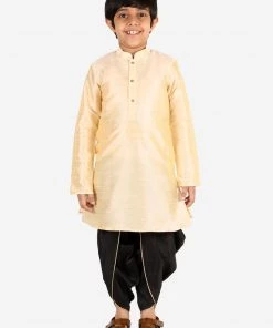 Vastramay Boys' Black Silk Blend Solid Dhoti Pant