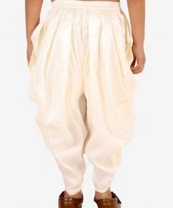 Vastramay Boys' Cream Silk Blend Solid Dhoti Pant