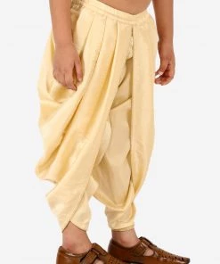 Vastramay Boys' Gold Silk Blend Solid Dhoti Pant