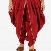 Vastramay Boys' Maroon Silk Blend Solid Dhoti Pant