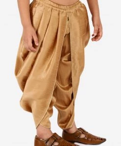 Vastramay Boys' Rose Gold Silk Blend Solid Dhoti Pant