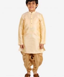 Vastramay Boys' Rose Gold Silk Blend Solid Dhoti Pant