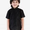 JBN Creation Boys' Black Silk Short Sleeves Ethnic Shirt