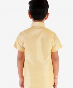 JBN Creation Boys' Gold Silk Short Sleeves Ethnic Shirt 10 JBN Creation Boys' Gold Silk Short Sleeves Ethnic Shirt