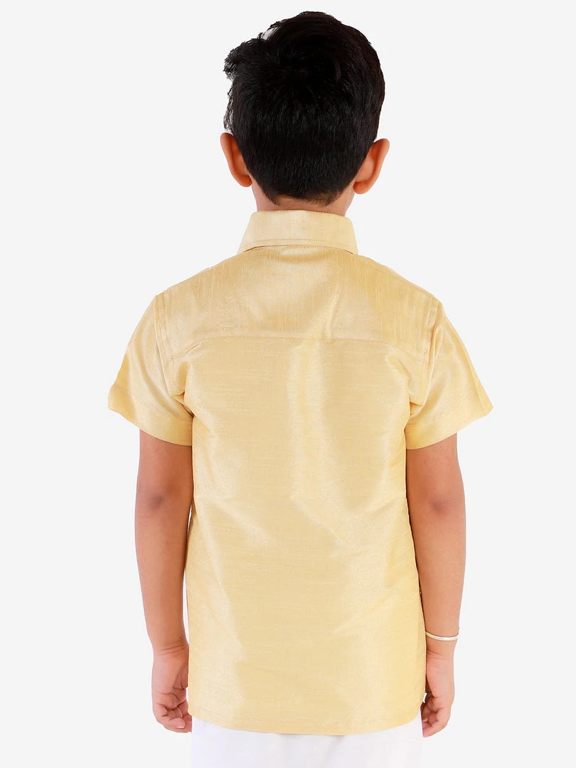 JBN Creation Boys' Gold Silk Short Sleeves Ethnic Shirt 5 JBN Creation Boys' Gold Silk Short Sleeves Ethnic Shirt