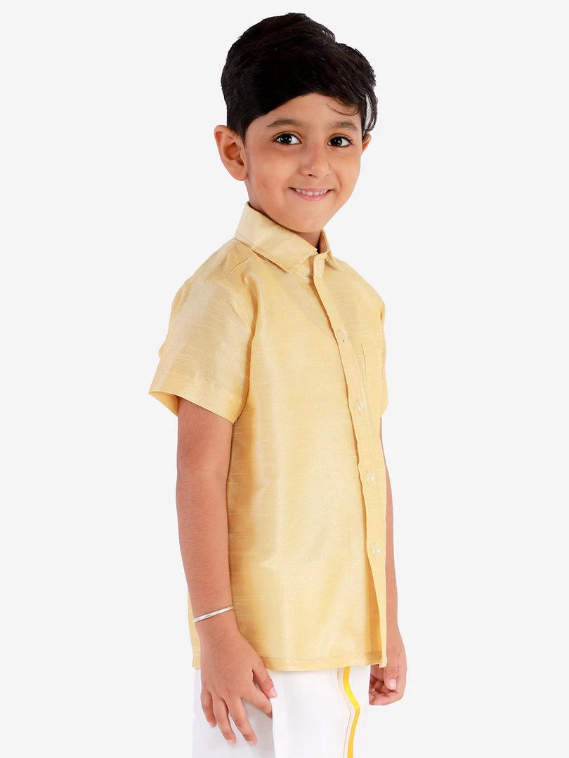 JBN Creation Boys' Gold Silk Short Sleeves Ethnic Shirt 4 JBN Creation Boys' Gold Silk Short Sleeves Ethnic Shirt
