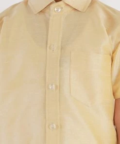 JBN Creation Boys' Gold Silk Short Sleeves Ethnic Shirt 11 JBN Creation Boys' Gold Silk Short Sleeves Ethnic Shirt