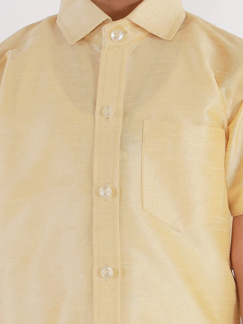 JBN Creation Boys' Gold Silk Short Sleeves Ethnic Shirt 6 JBN Creation Boys' Gold Silk Short Sleeves Ethnic Shirt