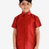 JBN Creation Boys' Maroon Silk Short Sleeves Ethnic Shirt 2 JBN Creation Boys' Maroon Silk Short Sleeves Ethnic Shirt
