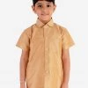 JBN Creation Boys' Rose Gold Silk Short Sleeves Ethnic Shirt