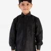 JBN Creation Boys' Black Silk Long Sleeves Ethnic Shirt