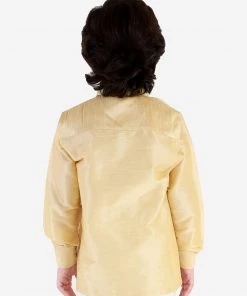 JBN Creation Boys' Gold Silk Long Sleeves Ethnic Shirt