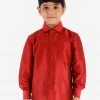 JBN Creation Boys' Maroon Silk Long Sleeves Ethnic Shirt