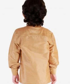 JBN Creation Boys' Rose Gold Silk Blend Long Sleeves Ethnic Shirt