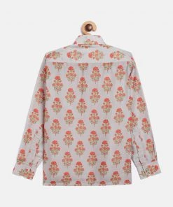 Vastramay Boys' Multicolor-Base-Beige Ethnic Shirt