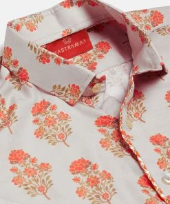 Vastramay Boys' Multicolor-Base-Beige Ethnic Shirt