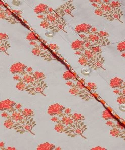 Vastramay Boys' Multicolor-Base-Beige Ethnic Shirt