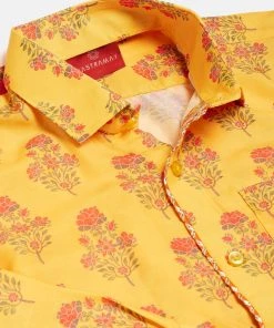 VASTRAMAY Boys' Multicolor-Base-Orange Ethnic Shirt 10 VASTRAMAY Boys' Multicolor-Base-Orange Ethnic Shirt