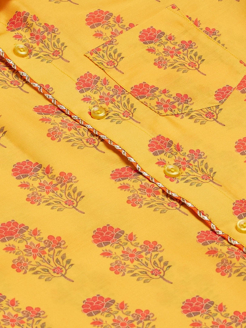 VASTRAMAY Boys' Multicolor-Base-Orange Ethnic Shirt 7 VASTRAMAY Boys' Multicolor-Base-Orange Ethnic Shirt