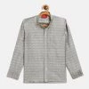 VASTRAMAY Boys' Beige Jacquard Ethnic Shirt