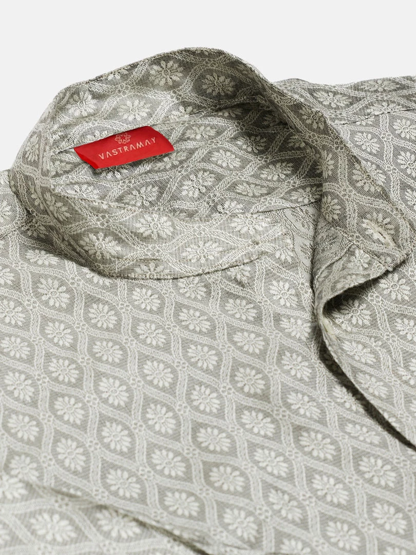 VASTRAMAY Boys' Beige Jacquard Ethnic Shirt 5 VASTRAMAY Boys' Beige Jacquard Ethnic Shirt