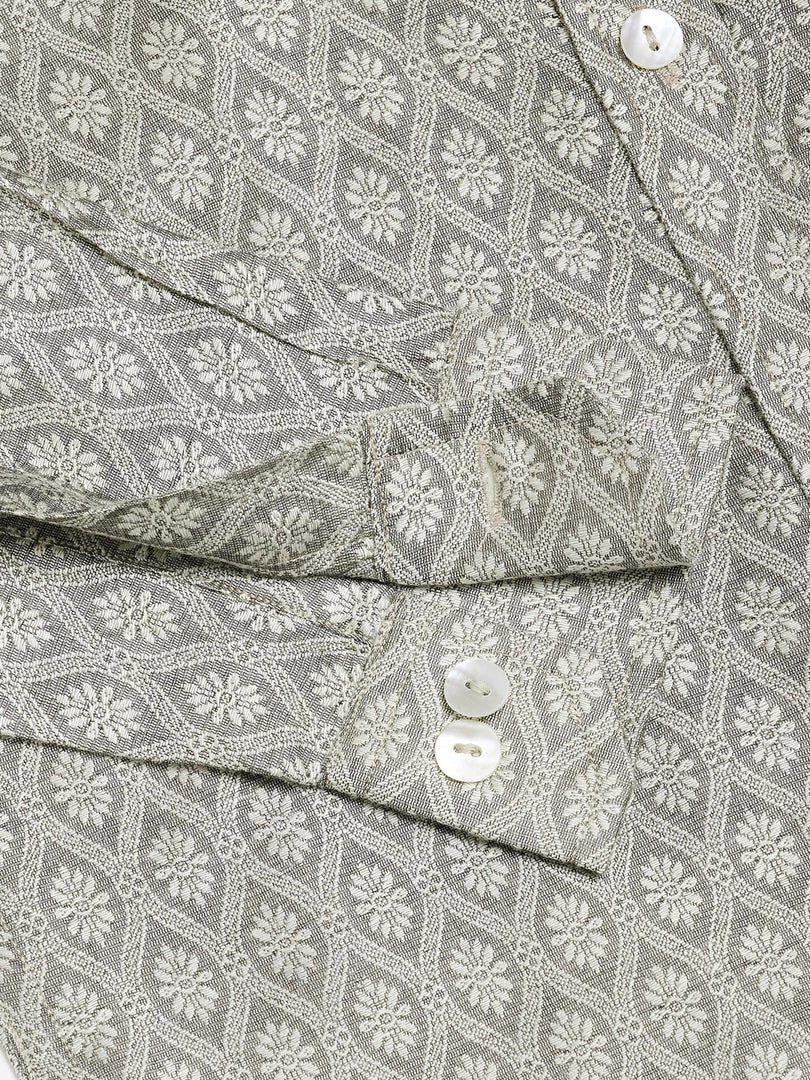 VASTRAMAY Boys' Beige Jacquard Ethnic Shirt 6 VASTRAMAY Boys' Beige Jacquard Ethnic Shirt