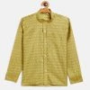 VASTRAMAY Boys' Yellow Jacquard Ethnic Shirt