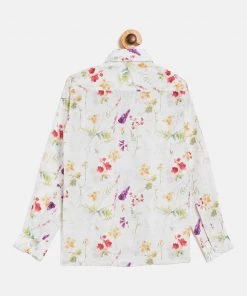 VASTRAMAY Boys' Multicolored-Base-Cream Ethnic Shirt