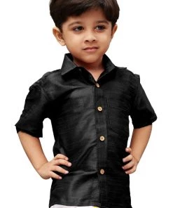 JBN Creation Vastramay Boys Black Opaque Ethnic Shirt
