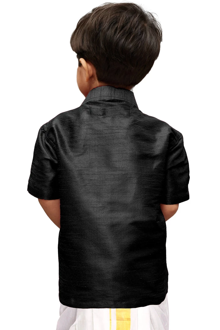 Vastramay Black Silk Blend Baap Beta Shirt Set 9 Vastramay Black Silk Blend Baap Beta Shirt Set