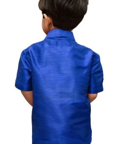 JBN Creation VASTRAMAY Boys Royal Blue Opaque Ethnic Shirt