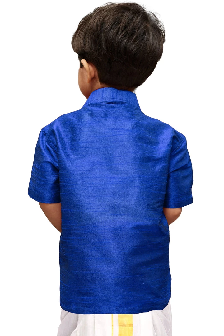 Vastramay Blue Silk Blend Baap Beta Shirt Set 9 Vastramay Blue Silk Blend Baap Beta Shirt Set