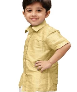 JBN Creation VASTRAMAY Boys Gold Opaque Ethnic Shirt