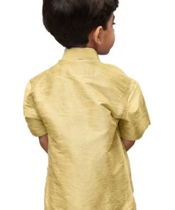 JBN Creation VASTRAMAY Boys Gold Opaque Ethnic Shirt