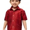 JBN Creation VASTRAMAY Boys Maroon Gold Opaque Ethnic Shirt