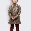 JBN Creation Vastramay Boys' Bronze Silk Blend Sherwani Buy 1 Get 1