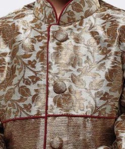 JBN Creation Vastramay Boys' Bronze Silk Blend Sherwani Buy 1 Get 1