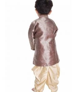JBN Creation Boys' Gold Cotton Blend Sherwani