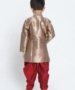 JBN Creation Boys' Gold Cotton Blend Sherwani