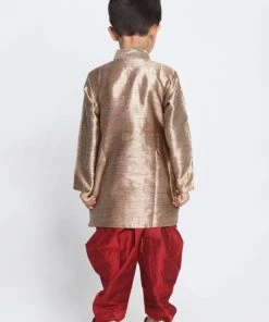 JBN Creation Boys' Gold Cotton Blend Sherwani